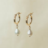 Baroque Pearl Drop Hoops