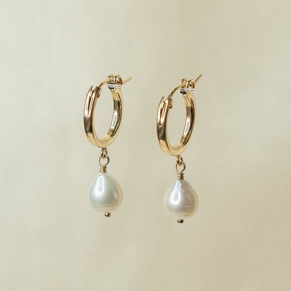 Baroque Pearl Drop Hoops