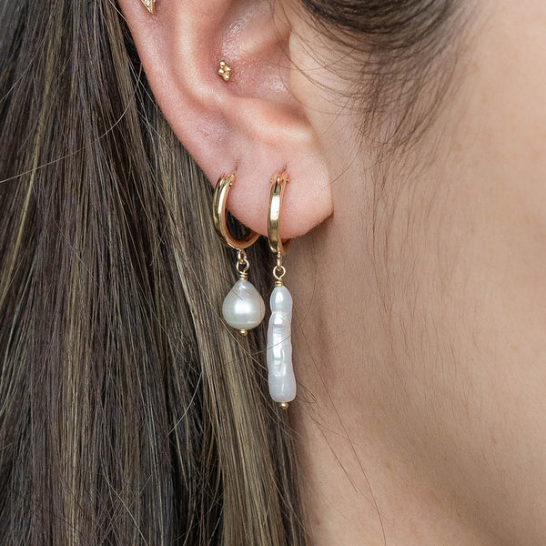 Baroque Pearl Drop Hoops