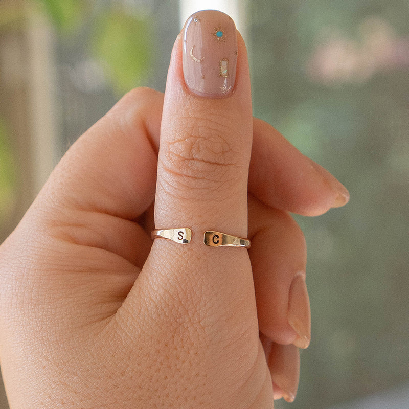 Custom Initial Ring Monogram Letter Ring Pinky Finger | MasonArtStore