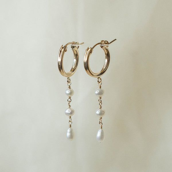 Pearl Drop Hoops