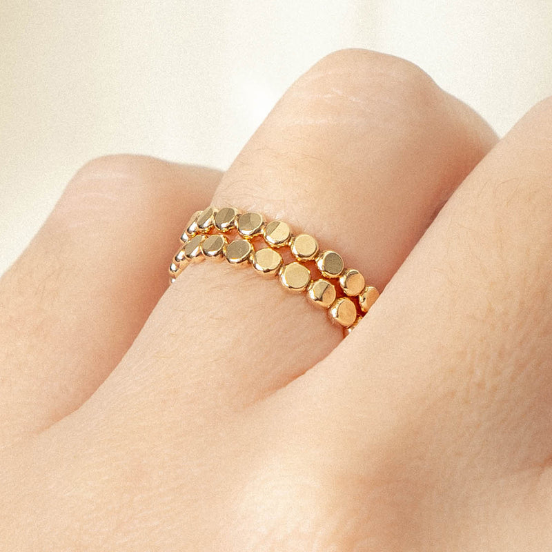 Thick Flat Beaded Ring